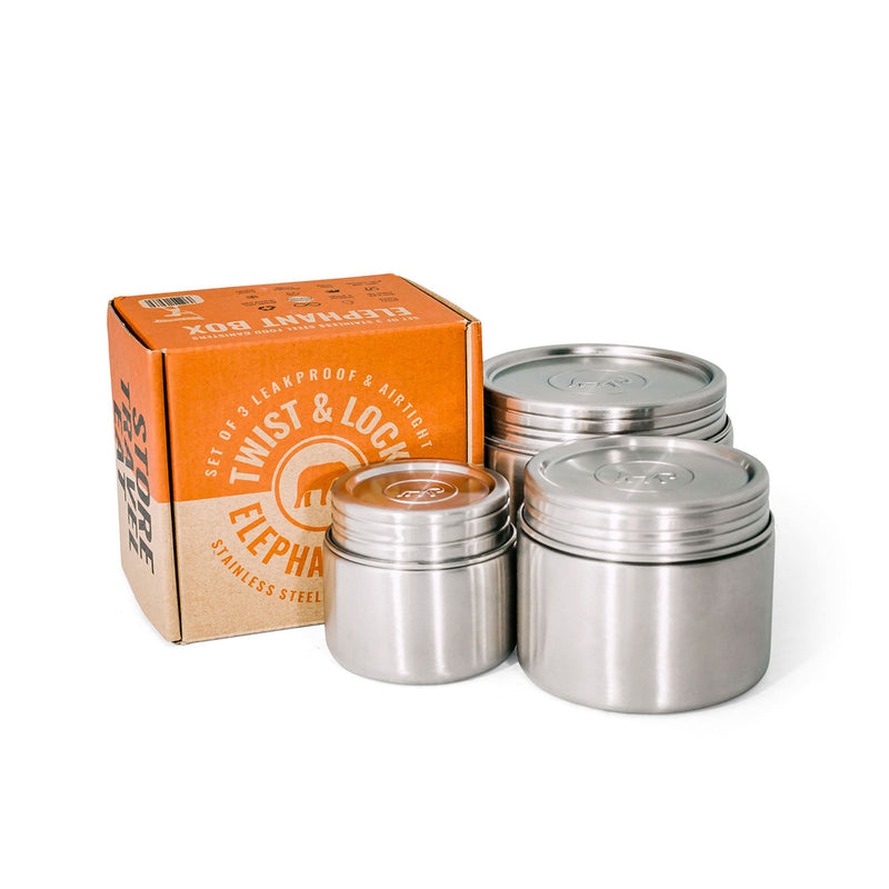 Elephant Box - Twist & Lock - Leakproof Food Canister Trio